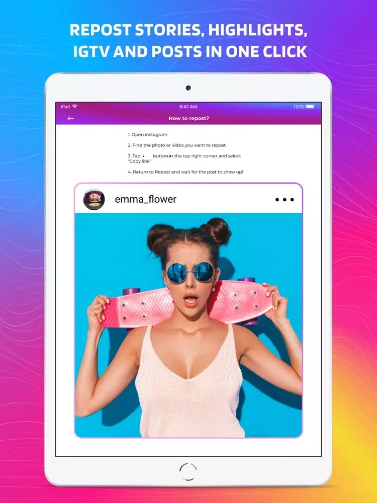 Repost Story for Instagram iPad  स्क्रीनशॉट