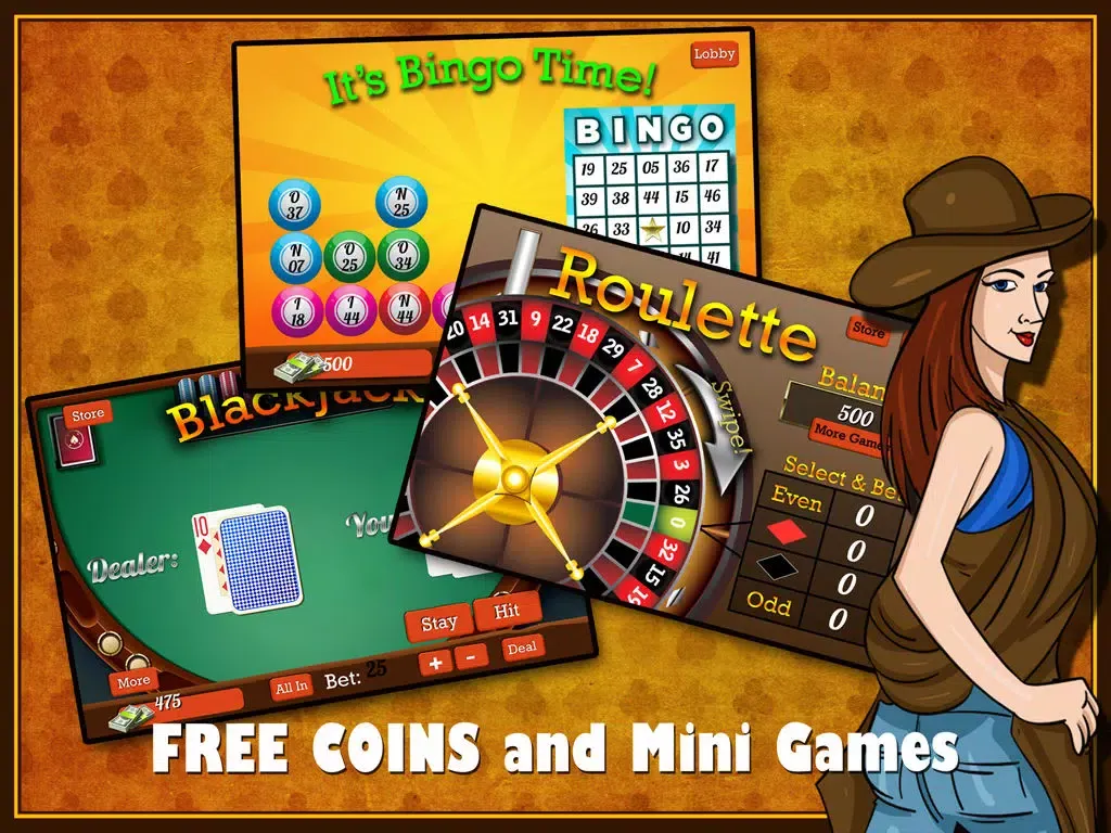 Ảnh chụp màn hình của Awesome Wild West Mega Slots Casino - PLUS Mini Games - Poker, Blackjack, Bingo, Roulette iPad 