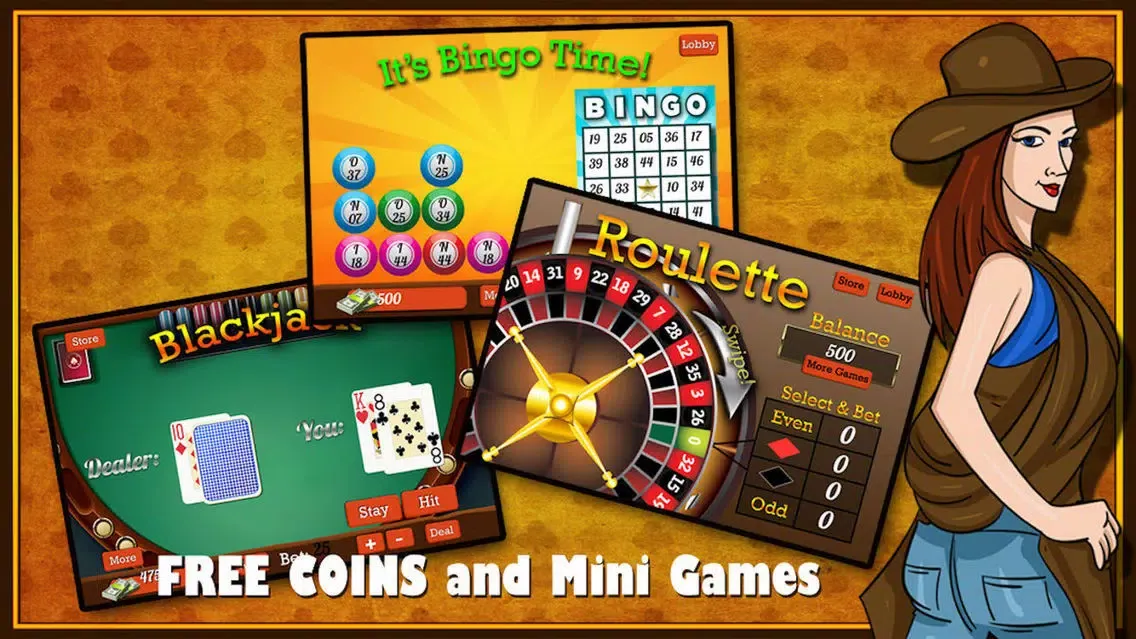 Ảnh chụp màn hình của Awesome Wild West Mega Slots Casino - PLUS Mini Games - Poker, Blackjack, Bingo, Roulette
