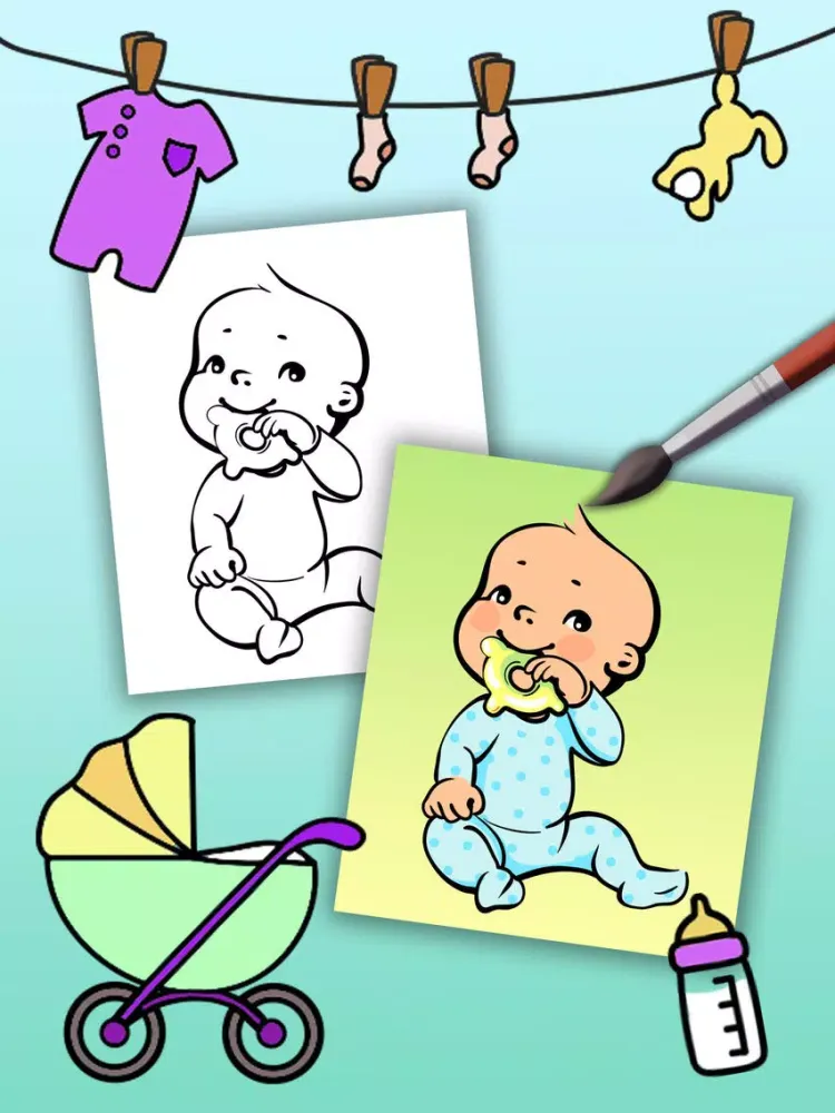 Tangkapan layar Paint Baby's Coloring Book - Color and paint new born babies drawings and paintings pictures & illustrations - Premium iPad 