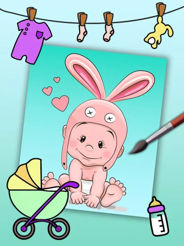 Tangkapan layar Paint Baby's Coloring Book - Color and paint new born babies drawings and paintings pictures & illustrations - Premium iPad 