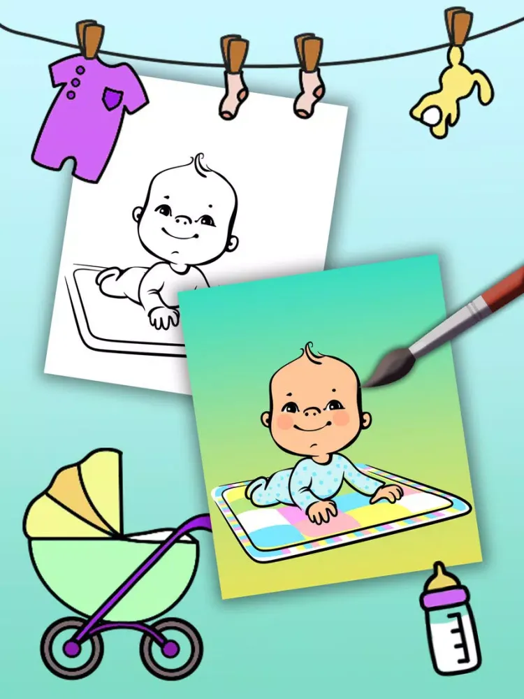 Tangkapan layar Paint Baby's Coloring Book - Color and paint new born babies drawings and paintings pictures & illustrations - Premium iPad 