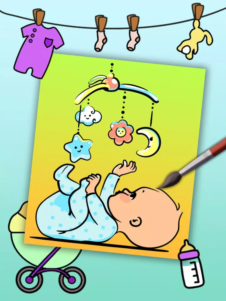 Tangkapan layar Paint Baby's Coloring Book - Color and paint new born babies drawings and paintings pictures & illustrations - Premium iPad 