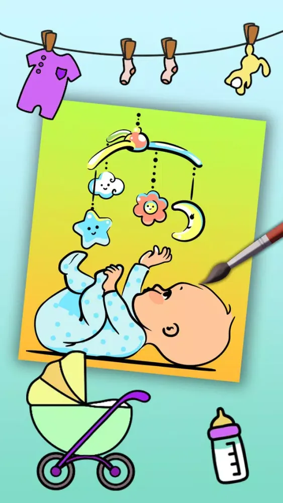 Tangkapan layar Paint Baby's Coloring Book - Color and paint new born babies drawings and paintings pictures & illustrations - Premium