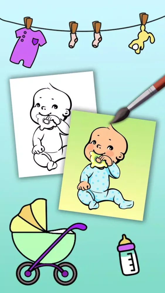 Tangkapan layar Paint Baby's Coloring Book - Color and paint new born babies drawings and paintings pictures & illustrations - Premium