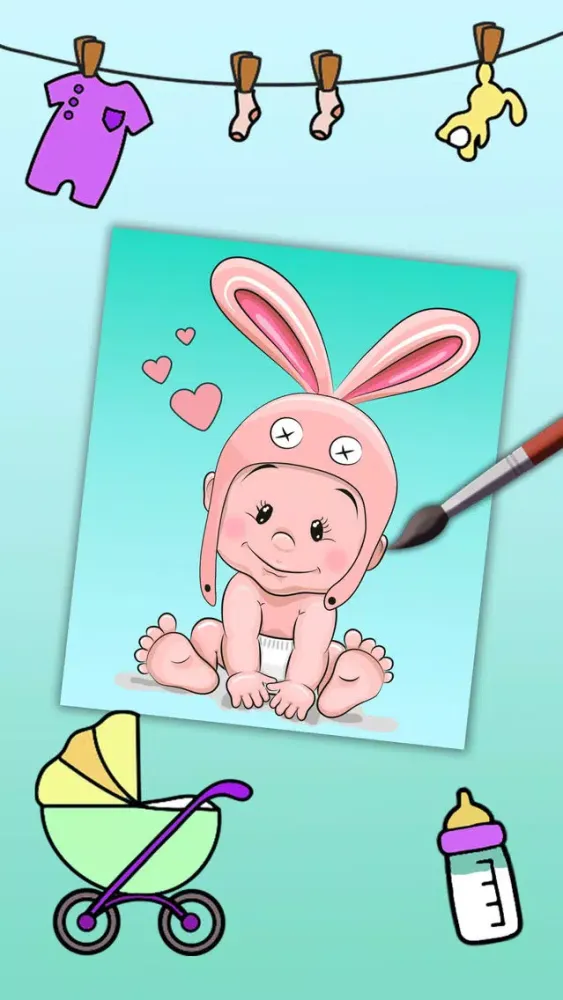 Tangkapan layar Paint Baby's Coloring Book - Color and paint new born babies drawings and paintings pictures & illustrations - Premium
