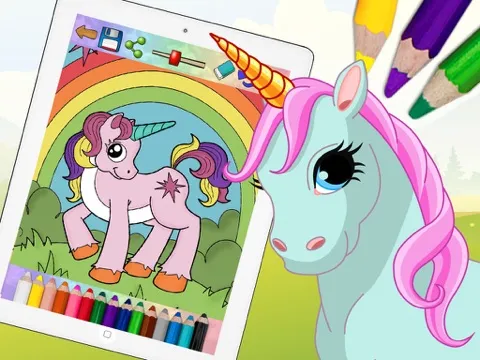 Unicorns and ponies - drawings to paint and coloring book iPad  स्क्रीनशॉट