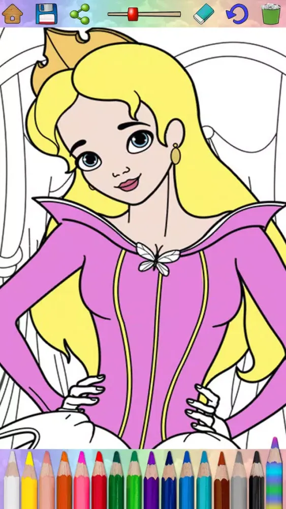 Ảnh chụp màn hình của Fairy princess coloring book for kids – Pro