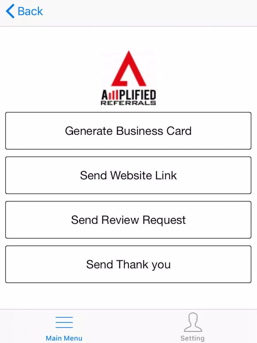 Tangkapan skrin Amplified Referrals iPad 