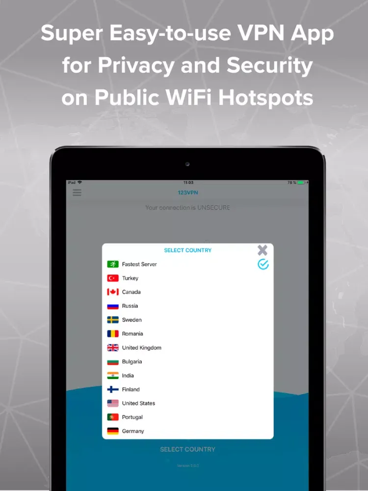 123VPN - Simple VPN iPad  Screenshots
