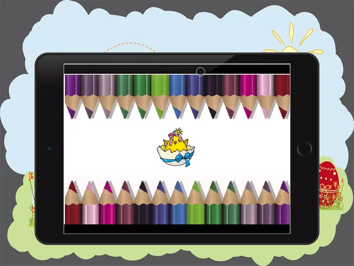 easter coloring book - my game free for children with eggs, happy a rabbits, chickens and chicks - colouring kids For iPhone and iPad iPad  Screenshots