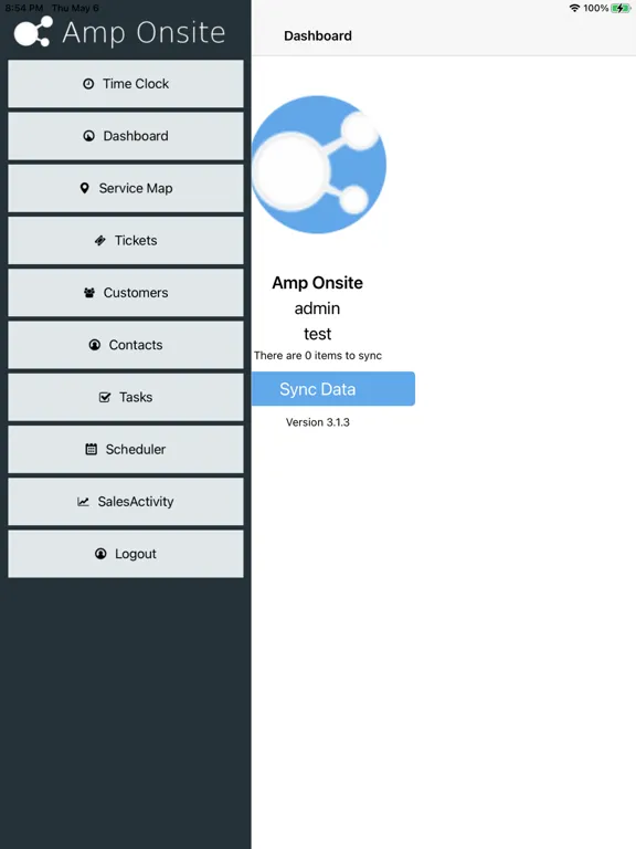 Tangkapan layar Amp Onsite iPad 