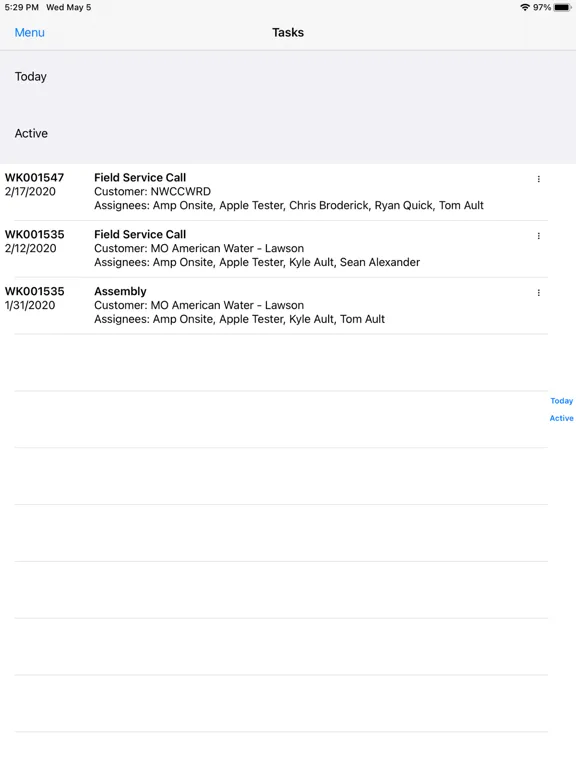 Tangkapan layar Amp Onsite iPad 