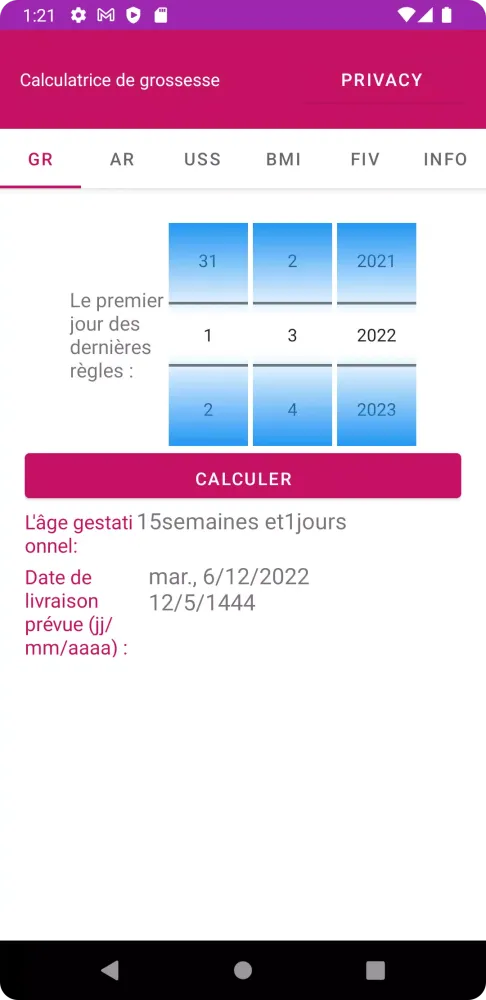 Pregnancy Calculator Screenshots
