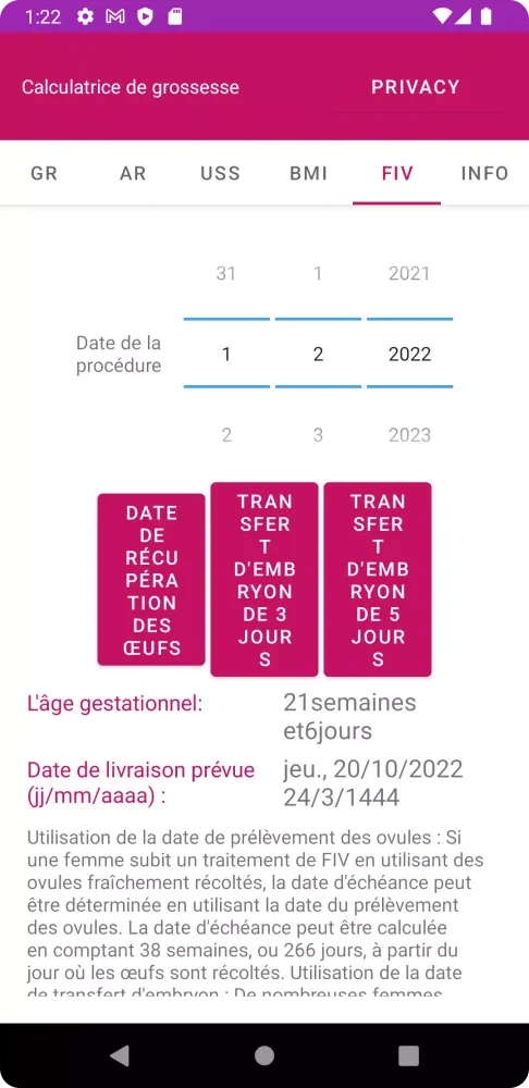 Pregnancy Calculator Screenshots