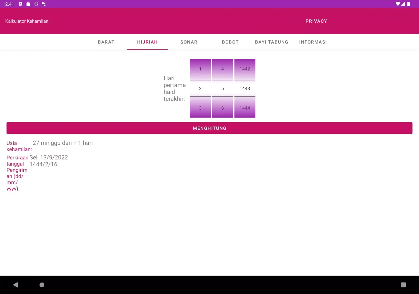 Pregnancy Calculator Screenshots
