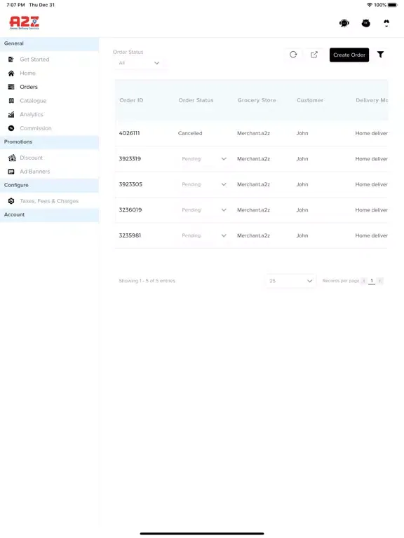 A2Z Vendor iPad  स्क्रीनशॉट