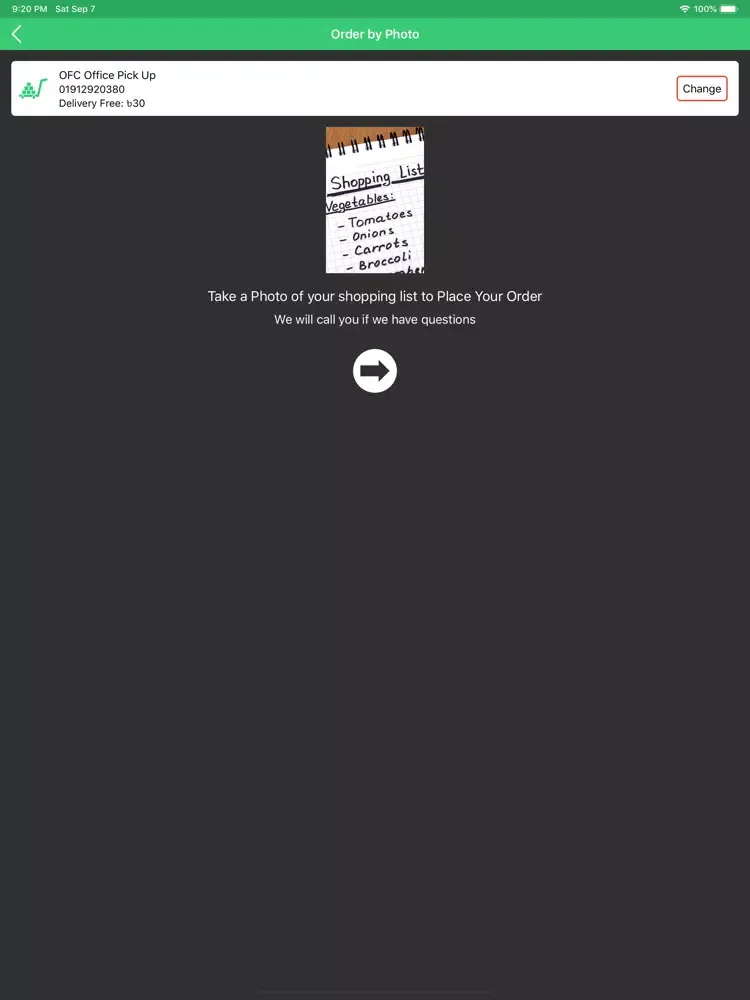 Tangkapan layar Organic Food Club iPad 