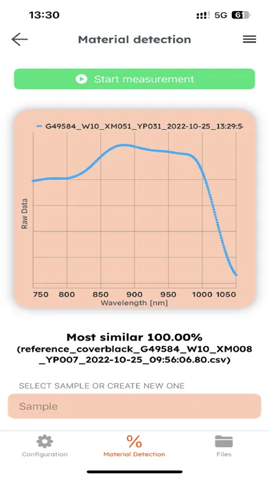 ภาพหน้าจอของ Mini Spectrometer (NIR)