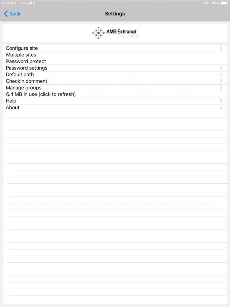Capturas de tela do AMS Extranet Documents iPad 