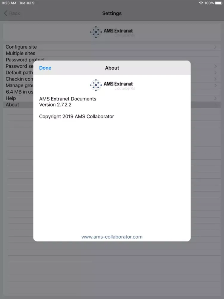 Capturas de tela do AMS Extranet Documents iPad 
