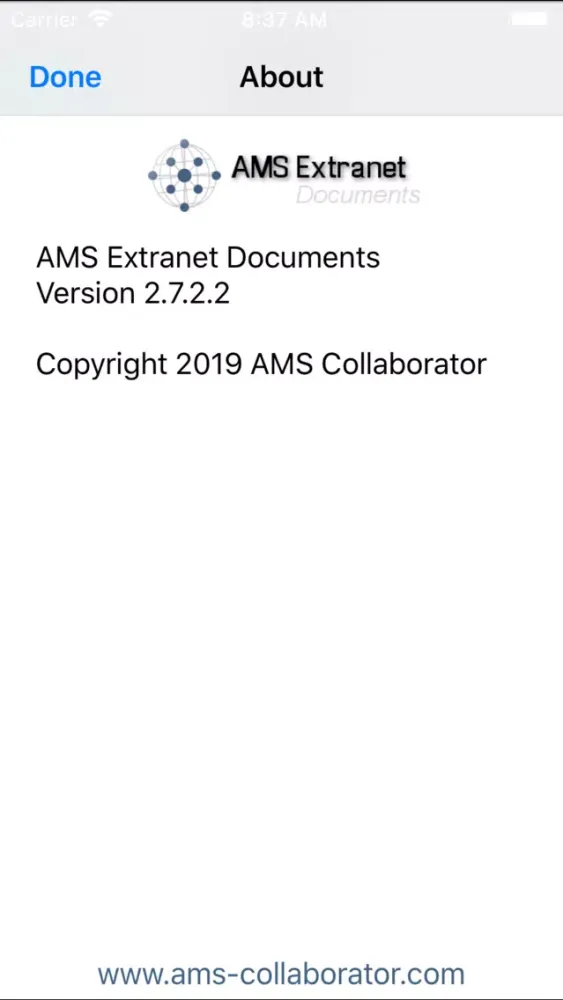 Capturas de tela do AMS Extranet Documents