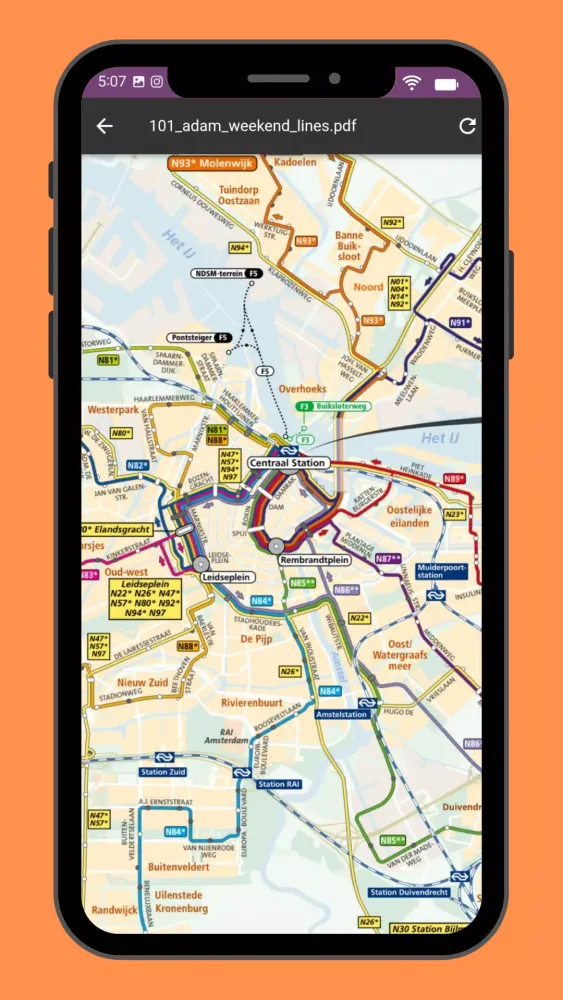 ภาพหน้าจอของ Amsterdam Metro & Tram Map