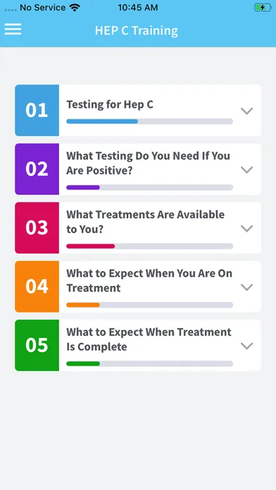Capturas de tela do HEP C Training