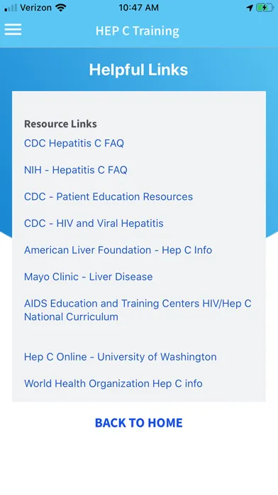 Capturas de tela do HEP C Training