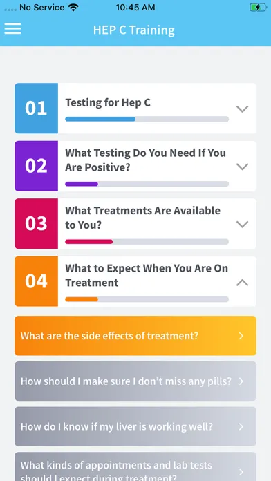 Capturas de tela do HEP C Training