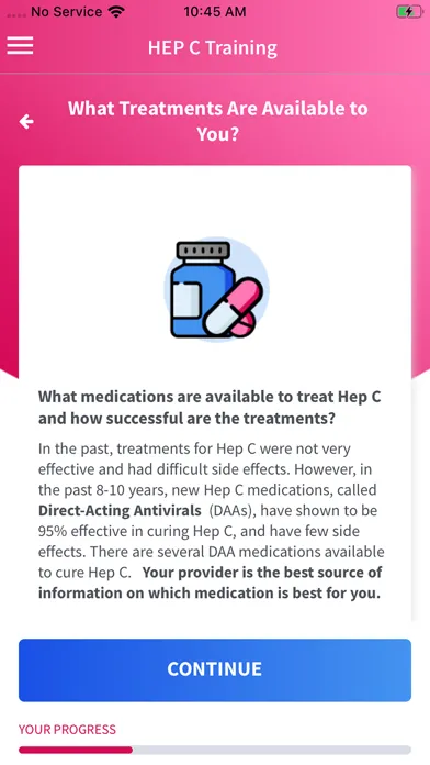 Capturas de tela do HEP C Training