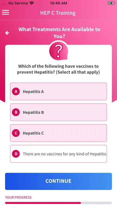 Capturas de tela do HEP C Training