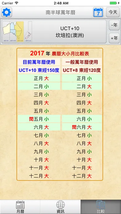 Ảnh chụp màn hình của 南半球萬年曆