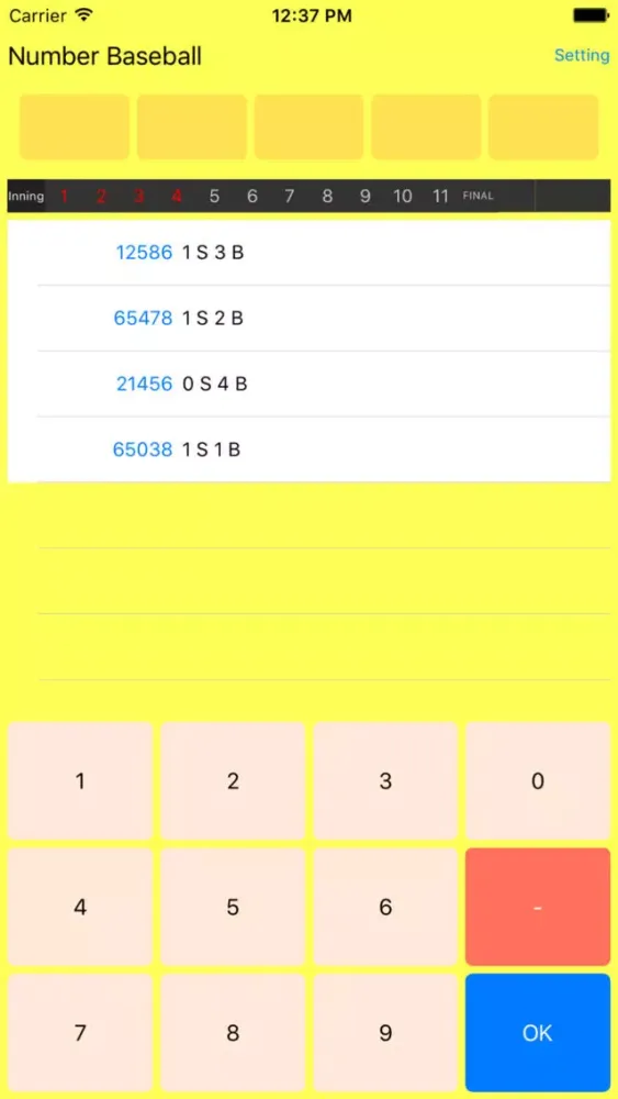 Ảnh chụp màn hình của Numeric Baseball