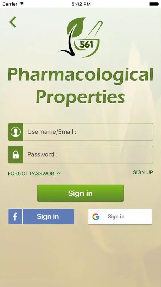 Tangkapan layar 561Pharmacological Properties