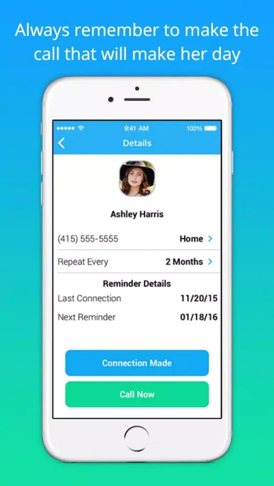 Tangkapan layar Real Connection Call Reminder