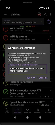 Tangkapan skrin Speed Test WiFi Analyzer