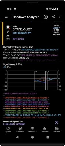 Tangkapan skrin Speed Test WiFi Analyzer