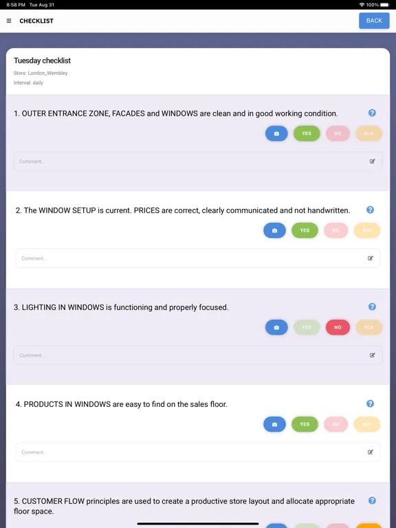Checklist - analyso iPad  Screenshots