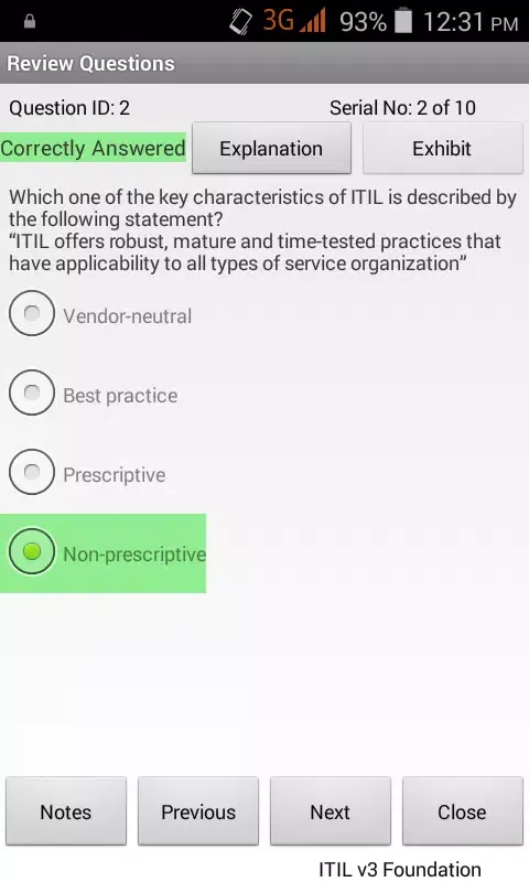 ITIL Foundation Exam Simulator स्क्रीनशॉट