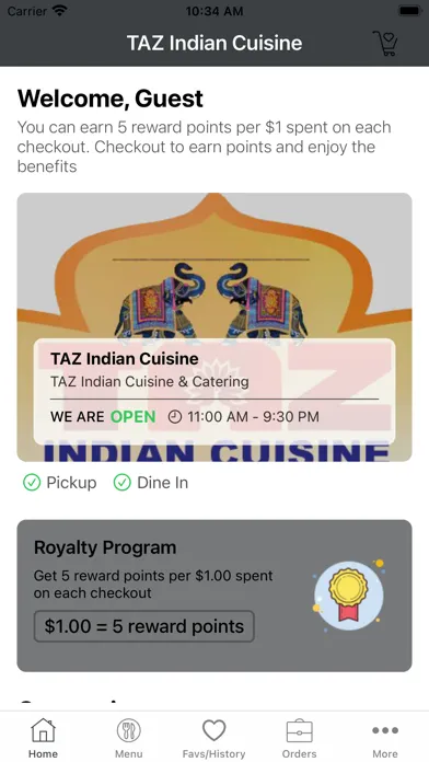 Captures d'écran de Taz Indian Cuisine