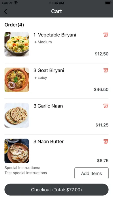 Captures d'écran de Taz Indian Cuisine