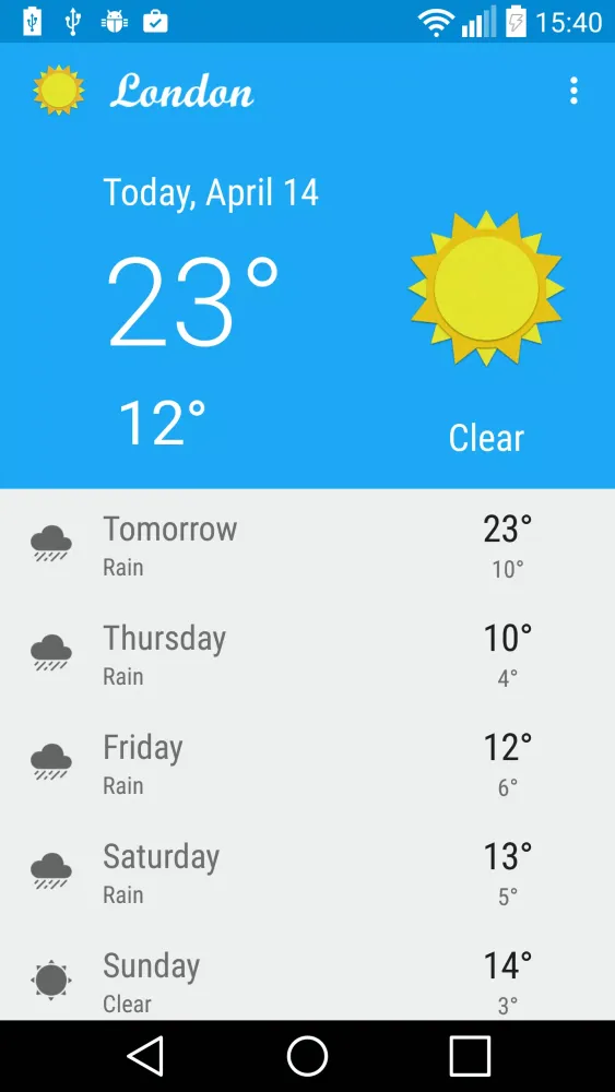 London - weather Screenshots