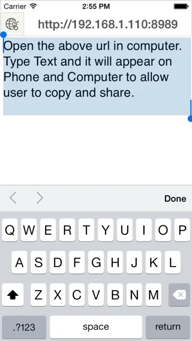 Keyboard Free - for transfer text over wifi স্ক্রিনশট