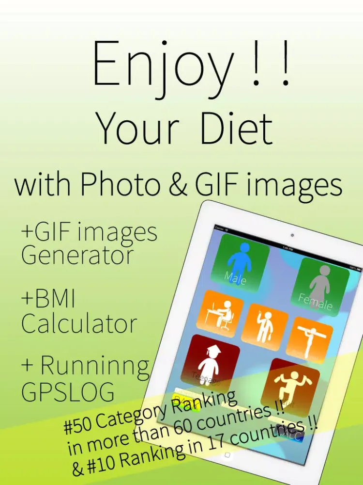 BMI / Calorie Calculator & Running Tracker for Diet Training Support with GIF animation | CalCalo Fitness Free iPad  Screenshots