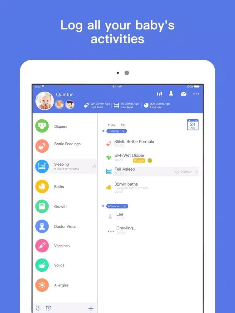 Total Baby - Breastfeeding, Diaper, Sleep, Growth Tracker & Baby Journal iPad  स्क्रीनशॉट