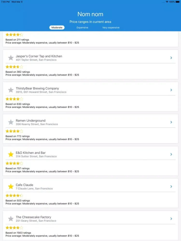 Nom nom finding good food fast iPad  Ekran Görüntüleri