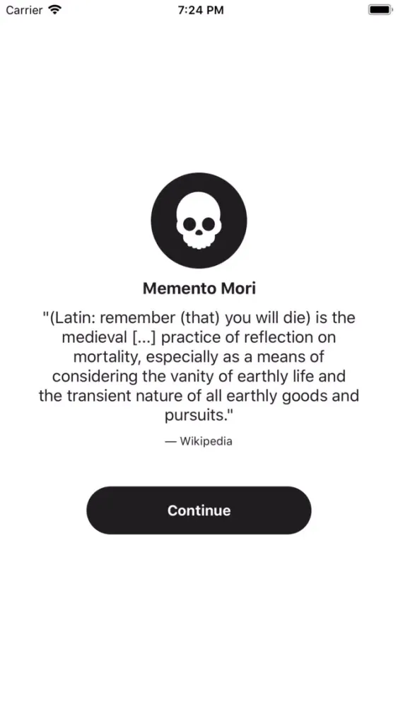 ภาพหน้าจอของ Memento Mori App
