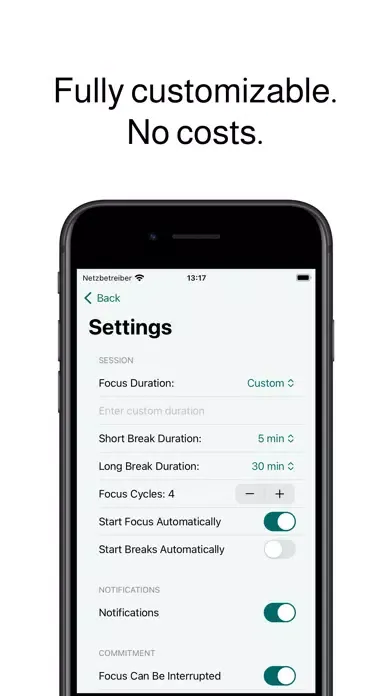 Fokus - Minimal Pomodoro Timer Screenshots