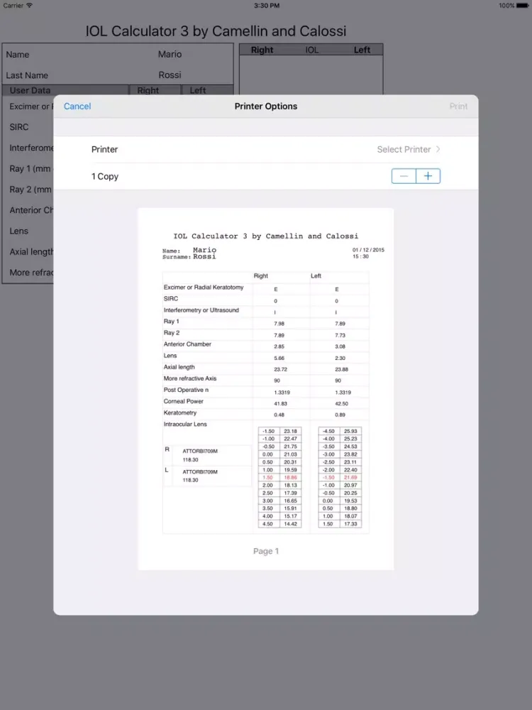 Zrzuty ekranu IOL Calculator 3.0 Camellin Calossi iPad 